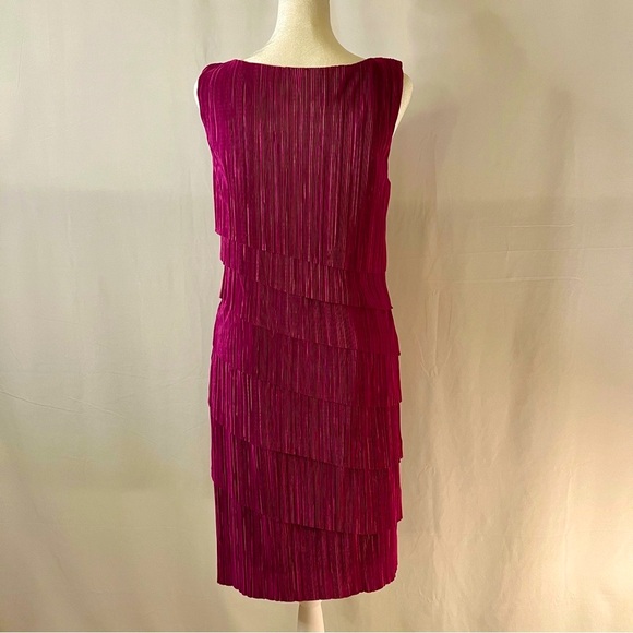 **SOLD** Pink Flapper Style Tiered Sleeveless Midi Dress Size 8 - Picture 5 of 9